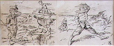 1870年頃に発行された雑誌「Graphic」のイラスト「The Impatient Golfer」（リトグラフ）。 作： Henry Sandercock