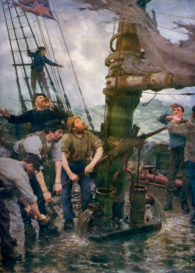 All Hands to the Pumps、1888-1889、1912。 作： Henry Scott Tuke