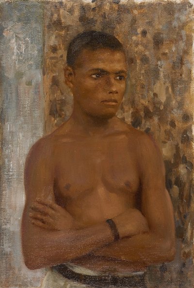 ラルフの半分の長さ、1923年（キャンバスボードに油彩） 作： Henry Scott Tuke