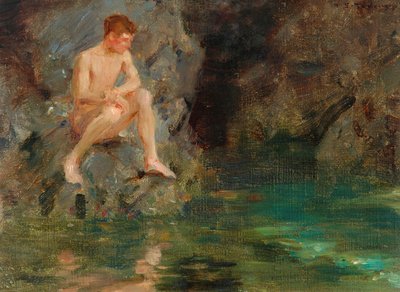 デビッドボーンの肖像-コーンウォール、1913 作： Henry Scott Tuke