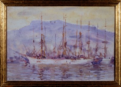 スリーマスターズ、ファルマス、1904 作： Henry Scott Tuke