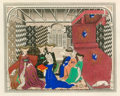 15世紀初頭、フランスの女王に本を贈るクリスティーヌドピザン 作： Henry Shaw