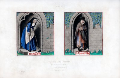 老年と貧困、c1480、1843。 作： Henry Shaw