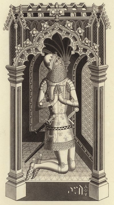 1355年頃、ウェストミンスターの聖シュテファン礼拝堂の黒王子 作： Henry Shaw