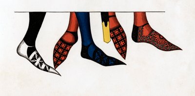 エドワード3世の宮廷で王子が着用したホースと靴、1312-1377、1840。 作： Henry Shaw