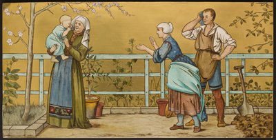 シェイクスピアセブンエイジズ、ミントンウェア、スタフォードシャー、1874年の絵を描いた幼児のプラーク（エナメルを塗った陶器） 作： Henry Stacey after Marks