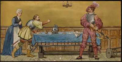 兵士、シェイクスピアセブンエイジズ、ミントン陶器、スタフォードシャー、1874年（エナメルを塗った陶器）のイラストを描いたプラーク 作： Henry Stacey after Marks