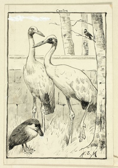 風景の中の4羽の鳥 作： Henry Stacy Marks