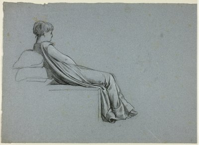 枕にもたれて座る女性 作： Henry Stacy Marks