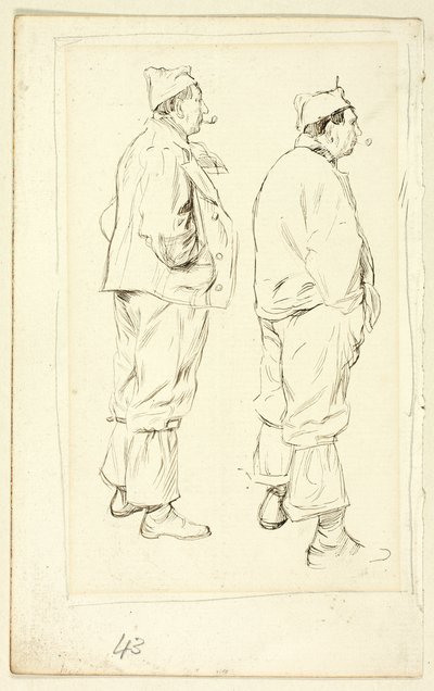 立って働く労働者の2つのスケッチ 作： Henry Stacy Marks
