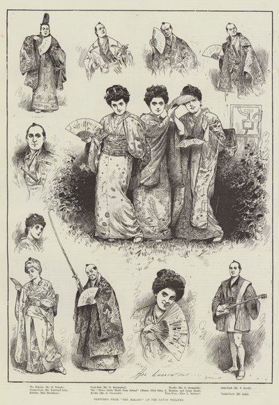 サボイ劇場の「ミカド」のスケッチ（エングレービング 作： Henry Stephen (b.1861 fl.1880 1925) Ludlow