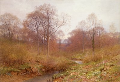 樹木が茂った川 秋の風景（水彩） 作： Henry Sutton Palmer