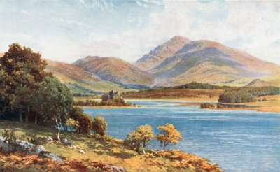 キルチャーン城、アウェ湖、アーガイルシャー（カラーリトグラフ） 作： Henry Sutton Palmer