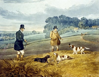 ジョセフ・クレイトン・ベントレー（1809-51）が彫刻した「パートリッジ・シューティング」のプレート（1835年、カラー彫刻）。 作： Henry Thomas (after) Alken