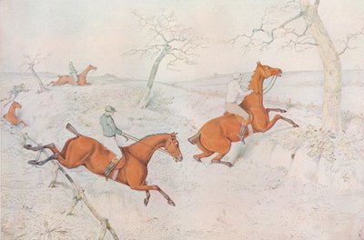 障害物競走：1827年に通過が危険な深い峡谷を渡る 作： Henry Thomas Alken
