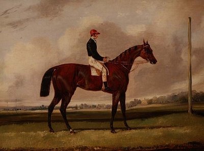 競馬場でジョッキーと一緒にいる湾岸の競走馬 作： Henry Thomas Alken