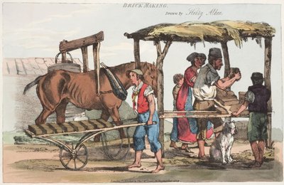 レンガ製造、ヘイマーケットのトーマスマクリーン発行、1824年（カラーエッチング） 作： Henry Thomas Alken