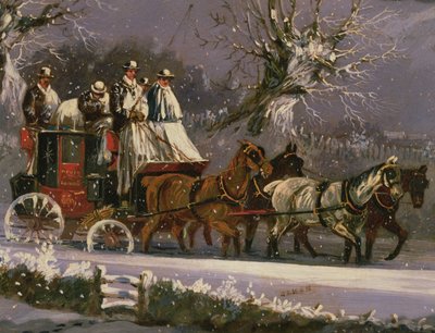 雪の中でロンドンからドーバーのコーチ 作： Henry Thomas Alken