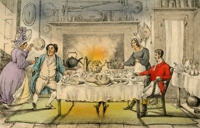ジョーロックスハントの朝食：恐ろしい驚き、1838 作： Henry Thomas Alken
