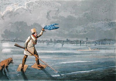 オックスバードまたはスティントシューティング。遭難のシグナル」（トーマス・マクリーン社刊 作： Henry Thomas Alken