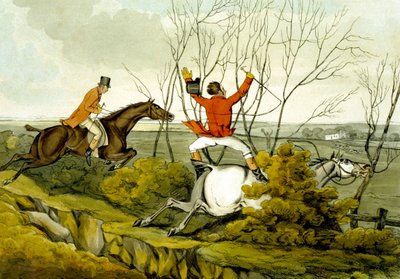 適性のある馬と適性のない騎手」より「ヘッジを突っ切る 作： Henry Thomas Alken