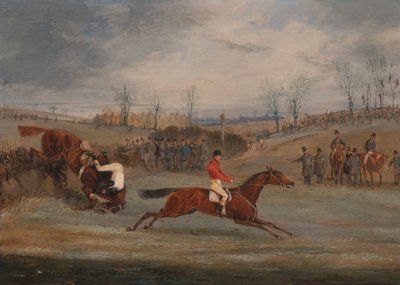 障害物競走のシーン: フィニッシュ付近 1845年。 作： Henry Thomas Alken