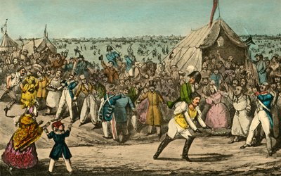 フランスでのスポーツ-ジョーロックス氏がスピードで男爵を倒した、1838 作： Henry Thomas Alken