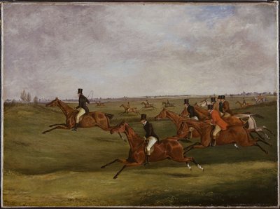 グランドレスターシャースティープルチェイス、1829年3月12日：ペースを変える 作： Henry Thomas Alken