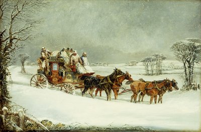 冬の一般道でのニューヨークからロンドンへのロイヤルメール 作： Henry Thomas Alken