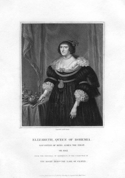エリザベス、エレクトレスパラタイン、ボヘミアの女王、1834年。 作： Henry Thomas Ryall