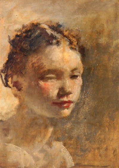 少女の頭」1930年頃（油彩・ボード） 作： Henry Tonks