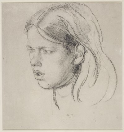 少女の頭（紙にチョーク） 作： Henry Tonks
