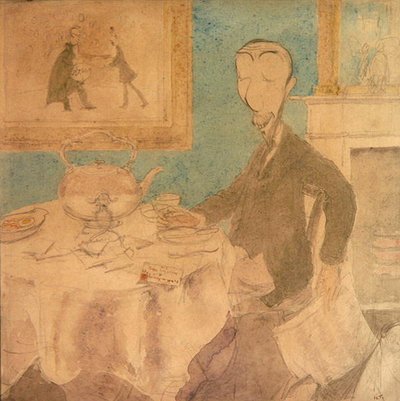 ノーベル賞受賞の知らせを受けるウィリアム・ラムジー卿 作： Henry Tonks
