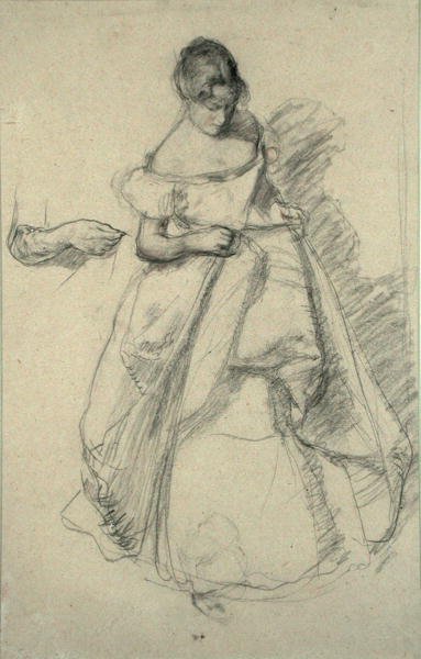 少女の習作（黒のチョークに赤のチョーク） 作： Henry Tonks
