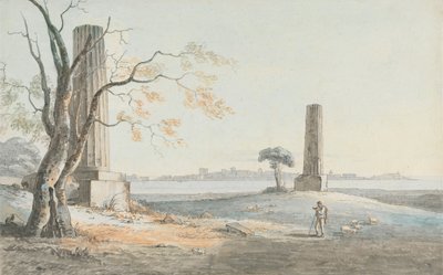 シラキュースのオルティジアを望むオリンピアのジョーブ神殿跡 作： Henry Tresham