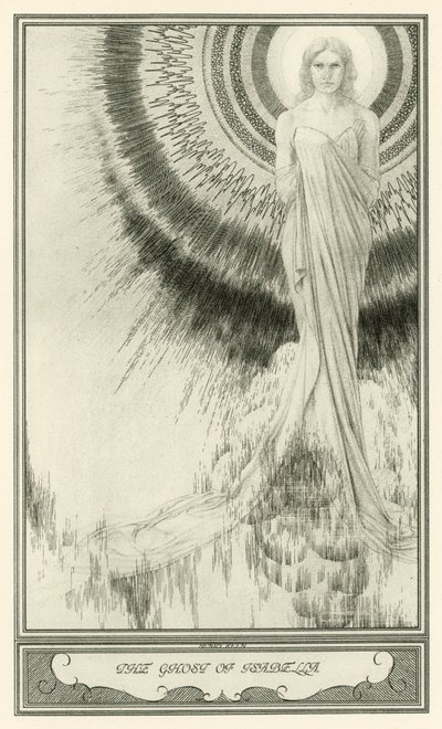 ジョン・ウェブスターの「白い悪魔」。イザベラの亡霊」（リトグラフ 作： Henry Weston Keen