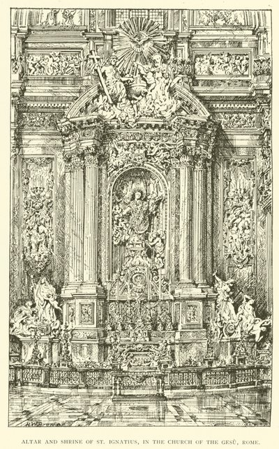 ローマのゲス教会にある聖イグナチオの祭壇と祠（エングレーヴィング 作： Henry William Brewer