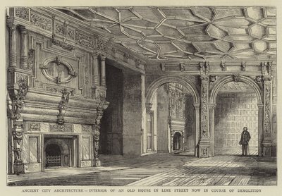古代都市建築、ライムストリートの古い家の内部 作： Henry William Brewer