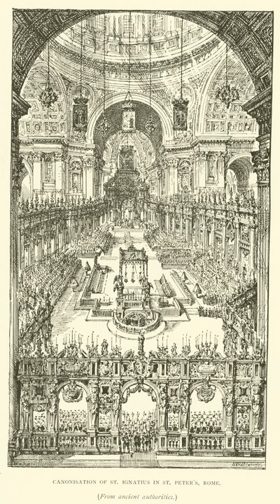 ローマのサン・ピエトロ寺院での聖イグナチオの列福式（エングレーヴィング 作： Henry William Brewer