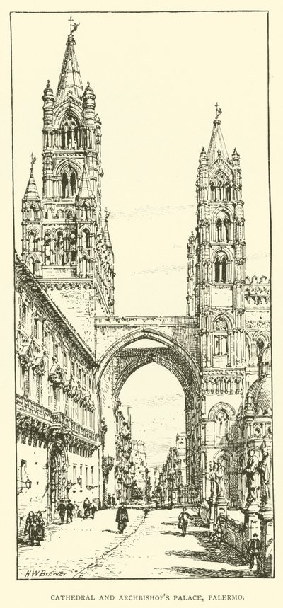 パレルモの大聖堂と大司教館(彫刻) 作： Henry William Brewer