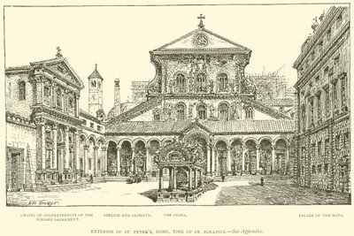 聖イグナチオ時代のローマ、サンピエトロ寺院の外観（エングレーヴィング 作： Henry William Brewer