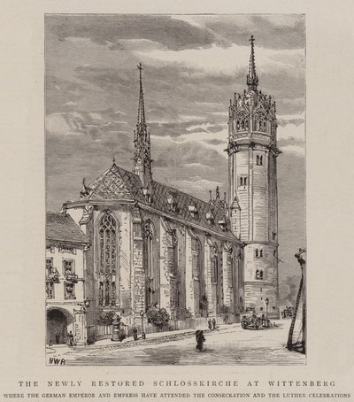 ヴィッテンベルクで新しく復元されたシュロス教会 作： Henry William Brewer