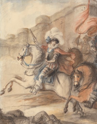 城の外で突撃を指揮する騎兵将校 (ヘンリー 4 世) 作： Henry William Bunbury