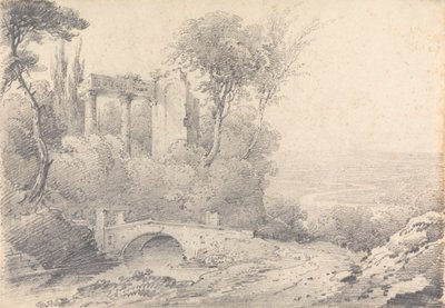 廃墟と橋のある風景 作： Henry William Burgess