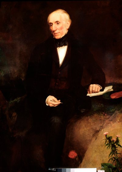ウィリアム・ワーズワース（1770-1850）の肖像 イギリスの詩人 ヘンリー・ウィリアム・ピッカーズギル（1782-1875）の絵画 19世紀 ロンドン、ナショナル・ポートレート・ギャラリー 作： Henry William Pickersgill