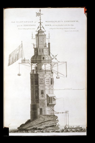 ヘンリーロバーツによって彫刻されたエディストーン灯台（fl.1762）、1762 作： Henry Winstanley