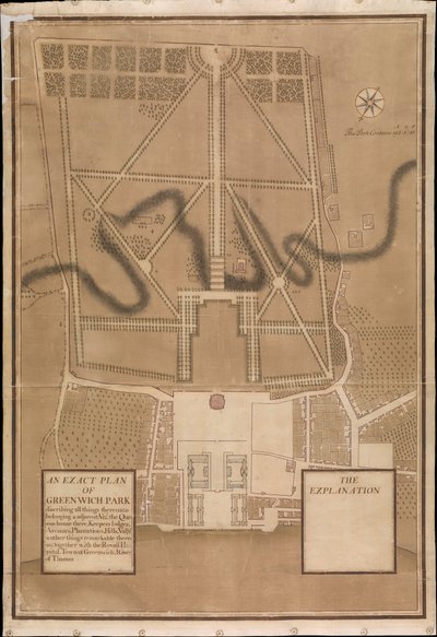 グリニッジ公園の正確な平面図、1700年頃（キャンバス地） 作： Henry Wise