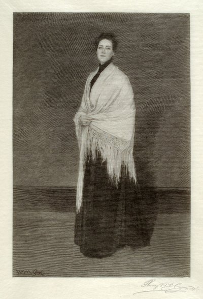 白いショールの女性 作： Henry Wolf