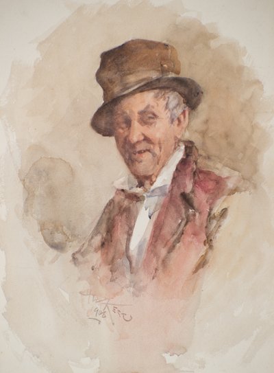 シルクハットの男の肖像（水彩） 作： Henry Wright Kerr