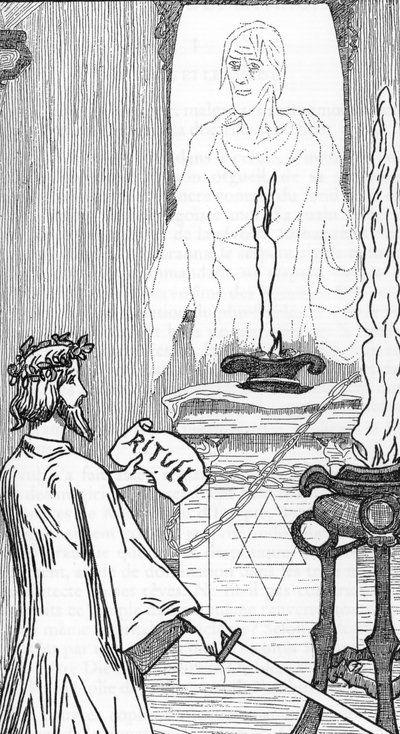 Spiritismi: henkien herättäminen Henry de Malvostin piirros Jules Bois
